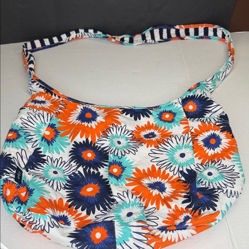 Thirty-One Blue and Teal Floral Reversible Bag